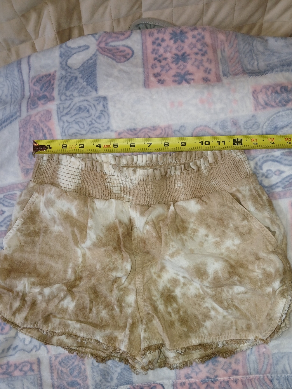 True Craft Beige Tie-Dye Elastic Waist Shorts